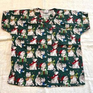 Christmas Huskie Dogs Uniform Top Small Women